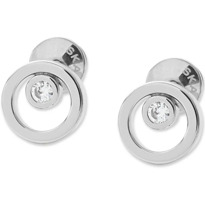 Skagen Linje Modern Silver-Tone Circle Stud Women's Earrings SKJ0836040