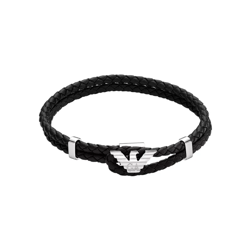 Emporio Armani Black Leather ID Men's Bracelet EGS3237040