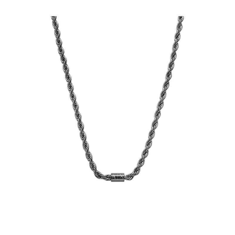 Armani Exchange Gunmetal Stainless Steel Chain Necklace AXG0163060