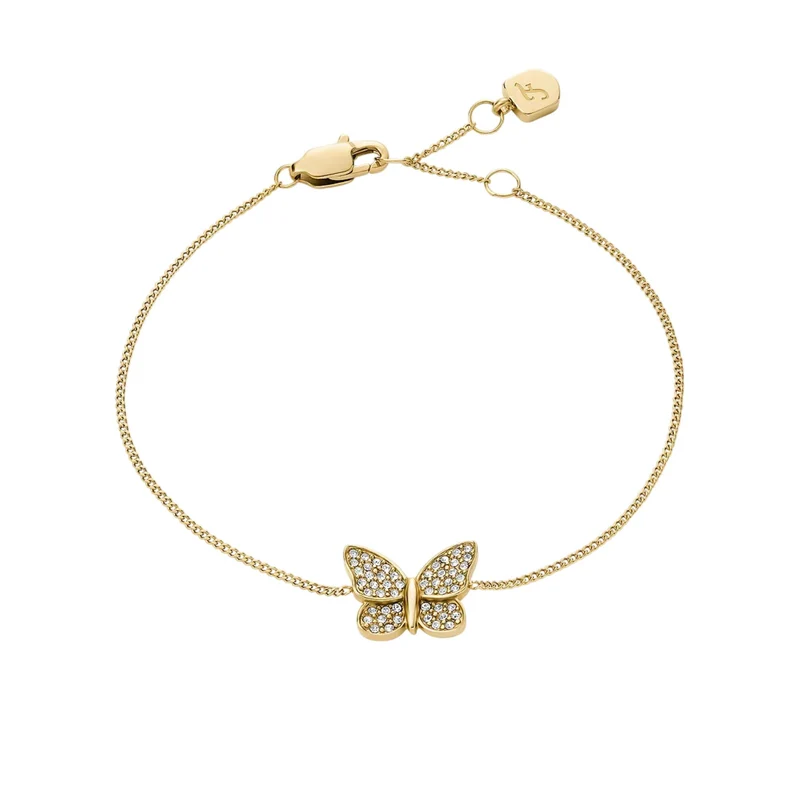 Fossil Sutton Pavé Butterfly Gold-Tone Stainless Steel Women's Bracelet JF04921710