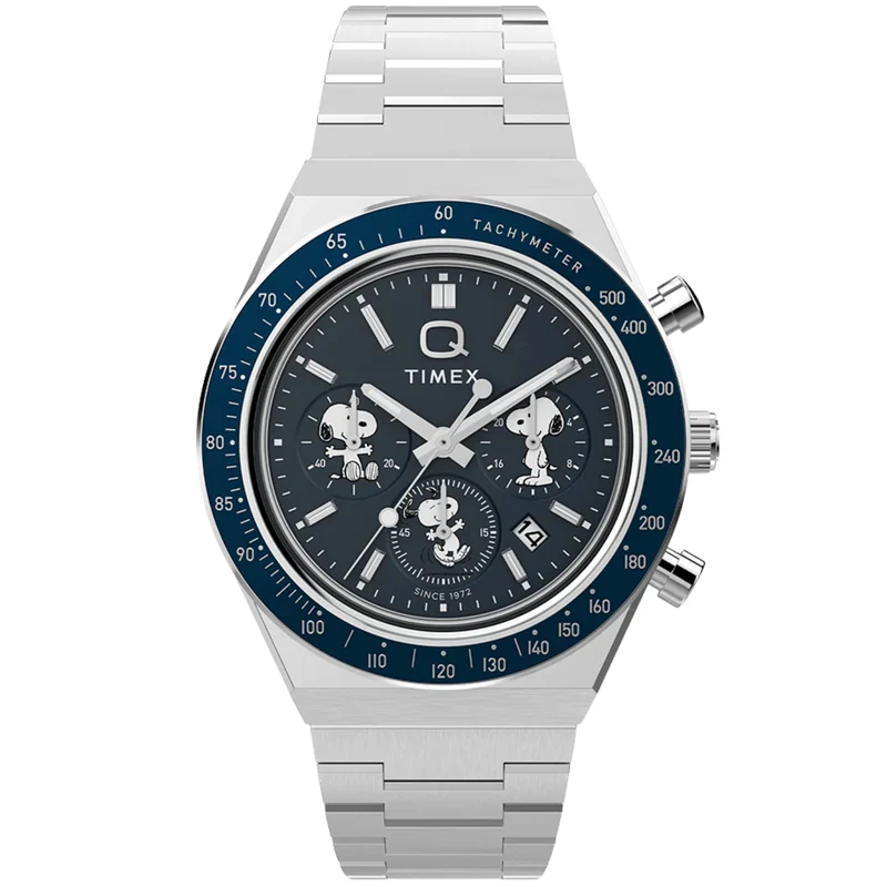 Timex Peanuts 40mm Chronograph Blue Dial Steel Mens Quartz Watch TW2Y45300