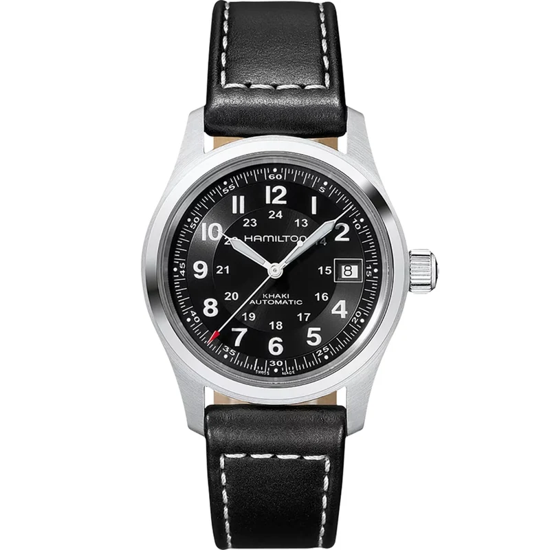 Hamilton Khaki Field 38mm Black Dial Leather Mens Automatic Watch H70455733