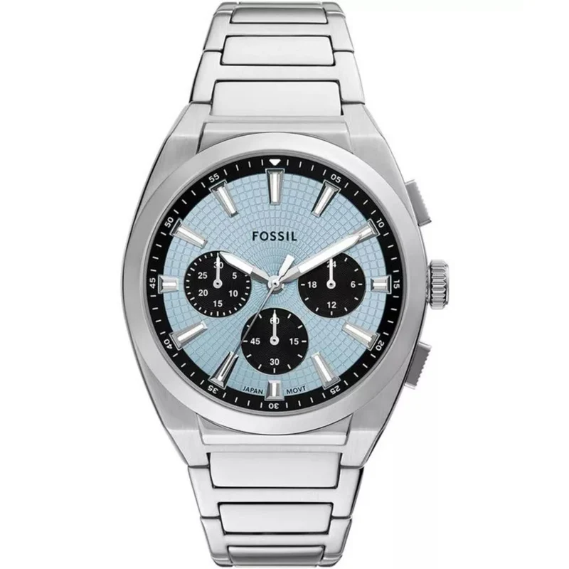 Fossil Everett 44mm Chronograph Blue Dial Steel Mens Quartz Watch FS6105