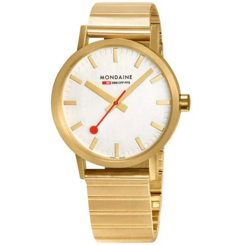 Mondaine Classic IP Plated Gold White Dial Watch A660.30360.16SBM