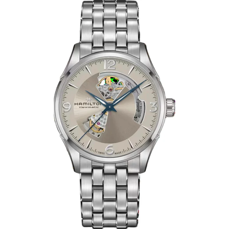 Hamilton Jazzmaster 42mm Open Heart Beige Dial Steel Mens Automatic Watch H32705121