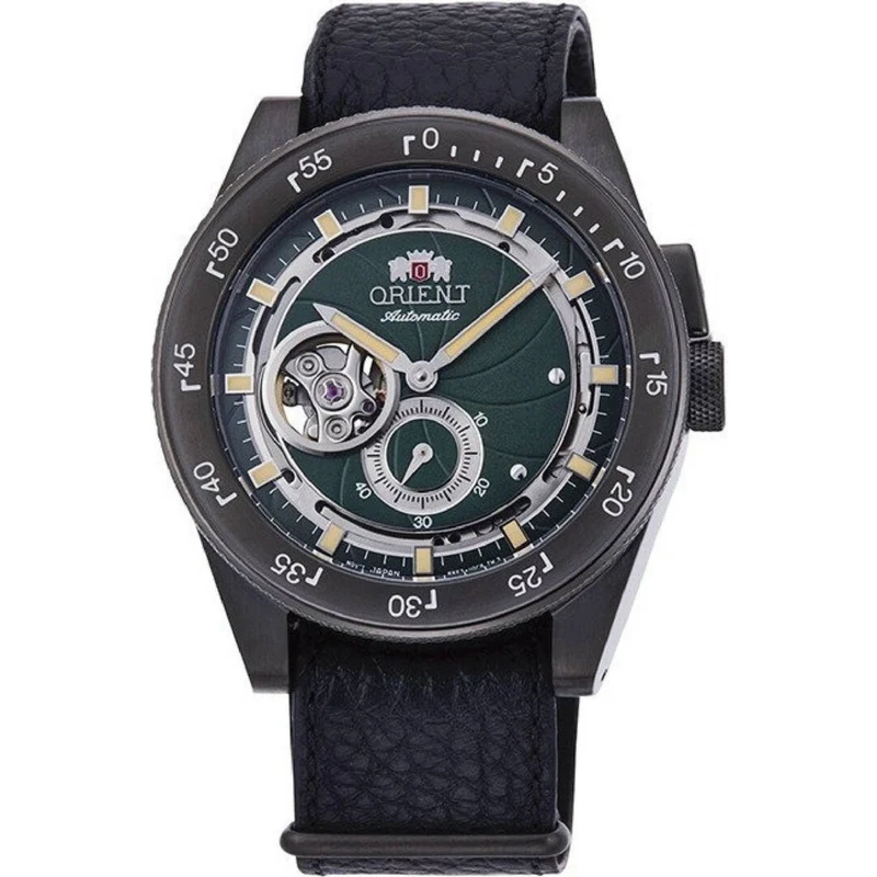 Orient Revival 41mm Retro Future Camera Green Dial Leather Mens Automatic Watch RA-AR0202E30B