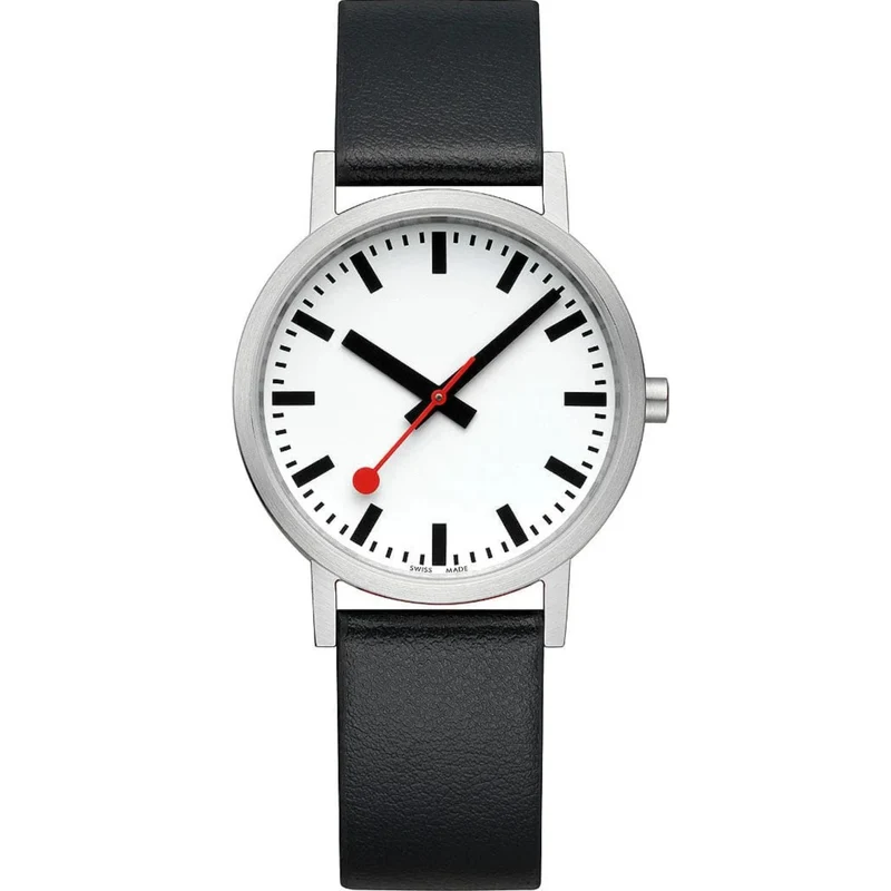 Mondaine Classic Quartz White Dial Black Leather Strap Women's Watch A660.30314.16OMV