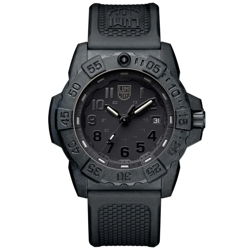 Luminox Navy SEAL 3500 Series 45mm Black Dial Rubber Mens Quartz Watch XS.3501.BO.F