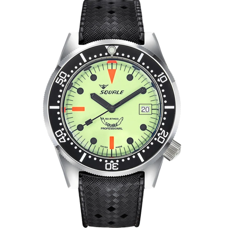 Squale 1521 Full Luminous Automatic Super-Luminova Dial Rubber Strap Men's Watch 1521FULL.HT