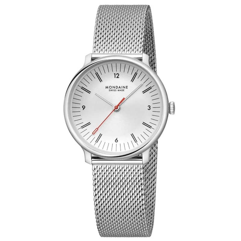 Mondaine Doppio Quartz Off-White Dial Steel Strap Women's Watch MLE.33110.SM