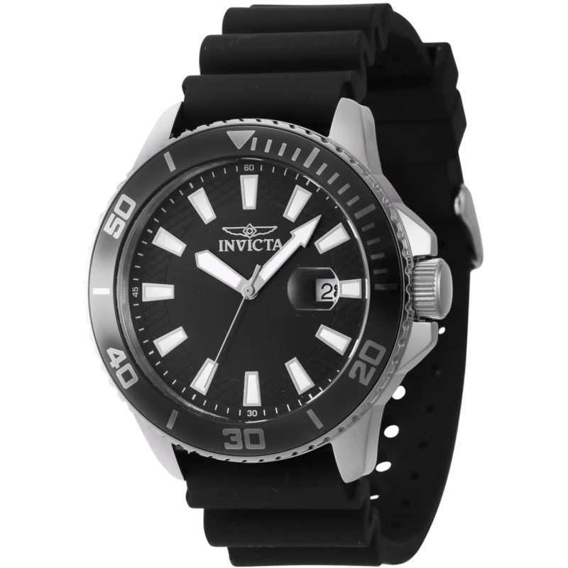 Invicta Pro Diver Quartz Black Dial Silicone Strap Men's Watch 46087