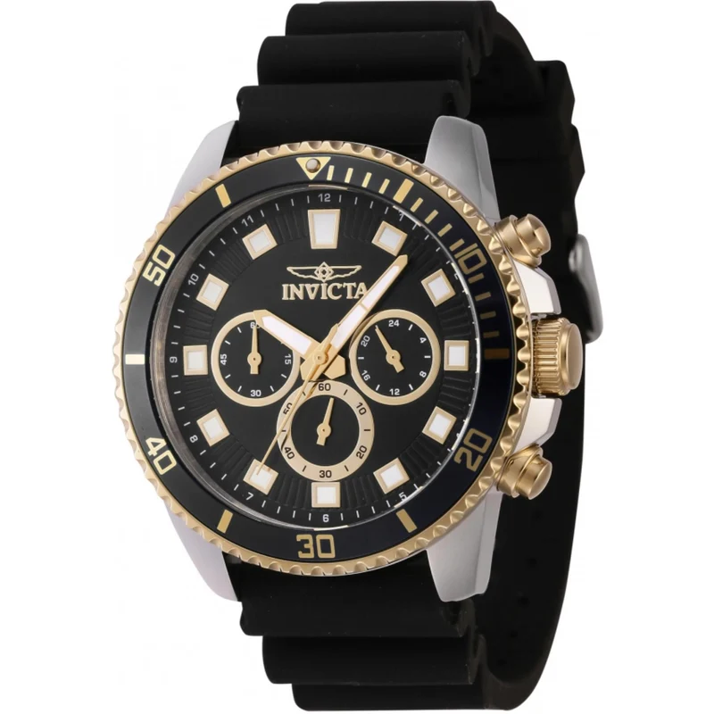 Invicta Pro Diver Quartz Chronograph Black Dial Silicone Strap Men's Watch 46120