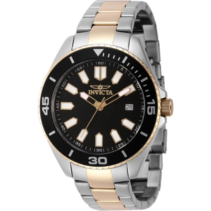 Invicta Pro Diver Quartz Black Dial Steel Strap Men's Watch 46319