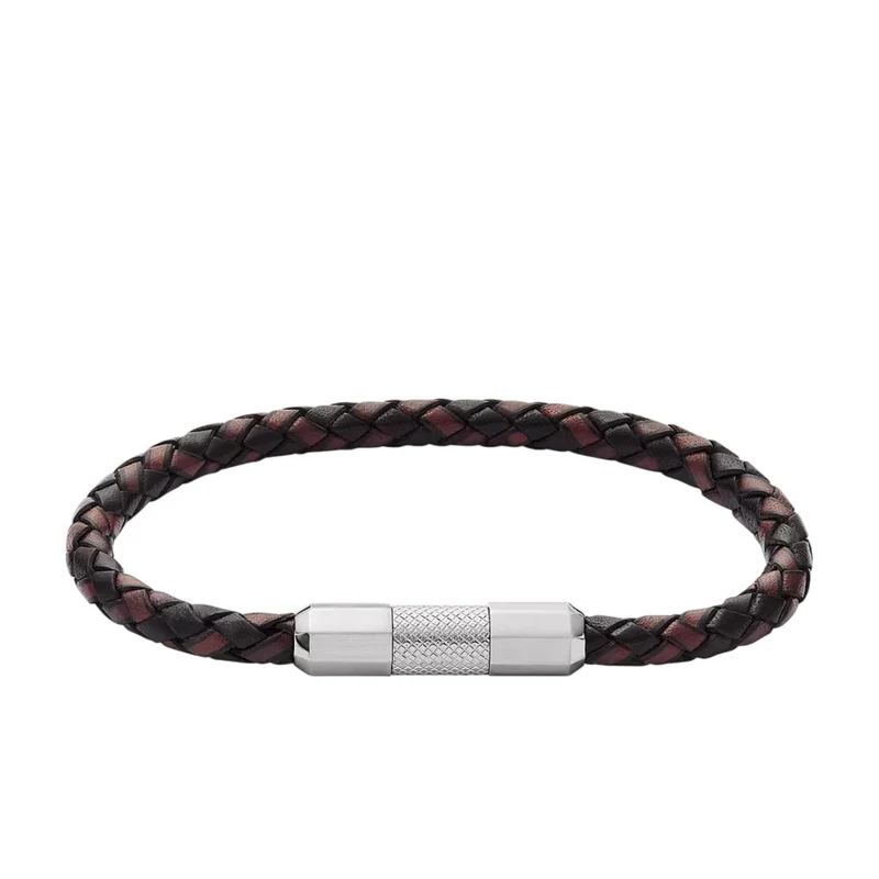 Fossil Knurled Texture Leather Men's Bracelet JF04918040