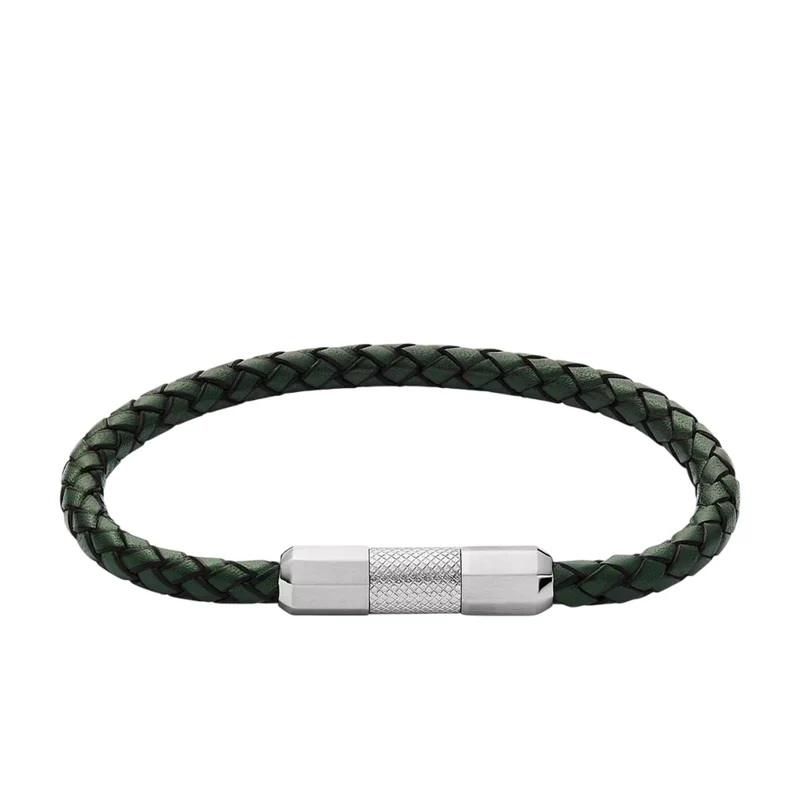 Fossil Knurled Texture Leather Men's Bracelet JF04919040