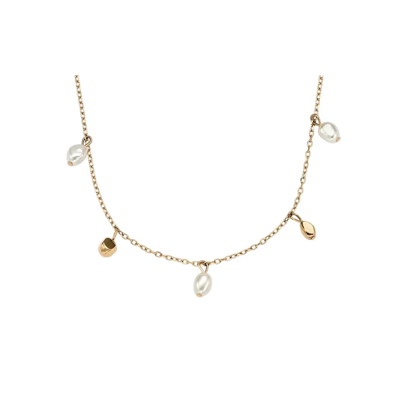 Skagen Agnethe Pearl Gold-Tone Stainless Steel Women's Necklace SKJ1879710