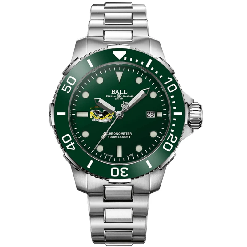 BALL Engineer Hydrocarbon Limited Edition DeepQUEST Protector Green Dial Steel Strap Men's Watch DM3002A-S10C-GR