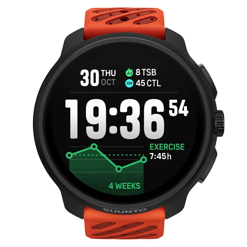 Suunto Race 2 Coral Orange AMOLED Digital Silicone Strap Smart Fitness Watch SS051241000