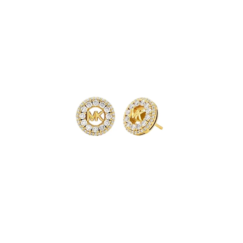 Michael Kors 14k Gold-Plated Sterling Silver Pavé Logo Stud Women's Earrings MKC1827710