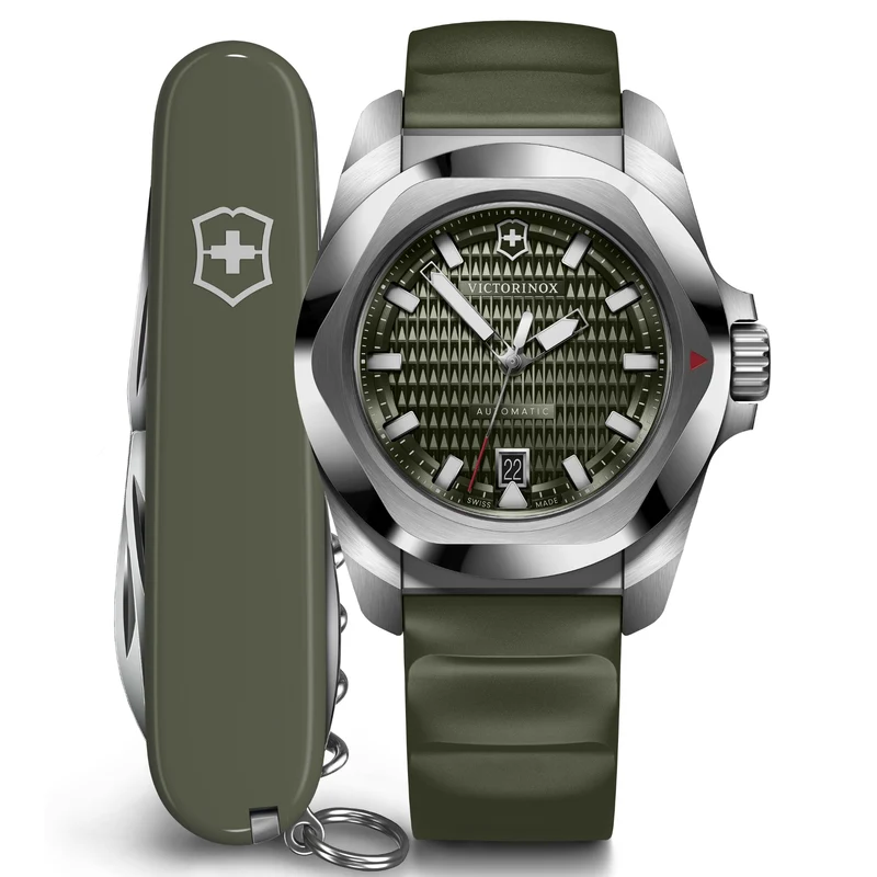 Victorinox I.N.O.X. 41mm Green Dial Rubber Mens Automatic Watch 242017.1