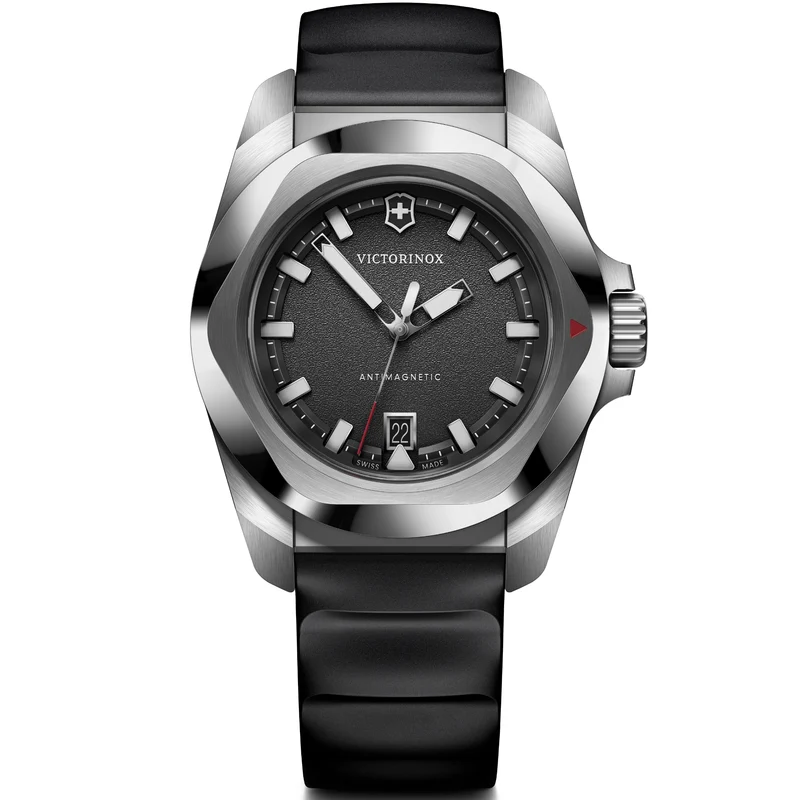 Victorinox I.N.O.X. 41mm Black Dial Rubber Mens Quartz Watch 242028