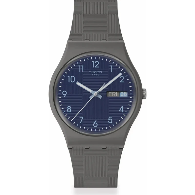 Swatch Originals Tile Dial Quartz Blue Dial Silicone Strap Watch SO28M701