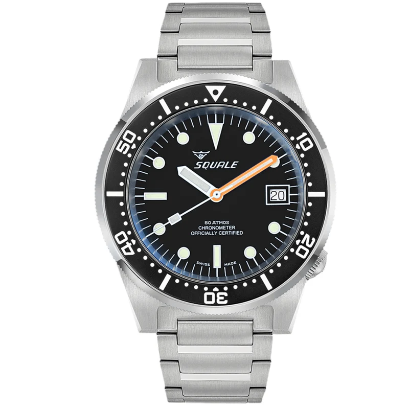 Squale 1521 Classic COSC Automatic Black Dial Steel Strap Men's Watch 1521COSCL.SQ20B