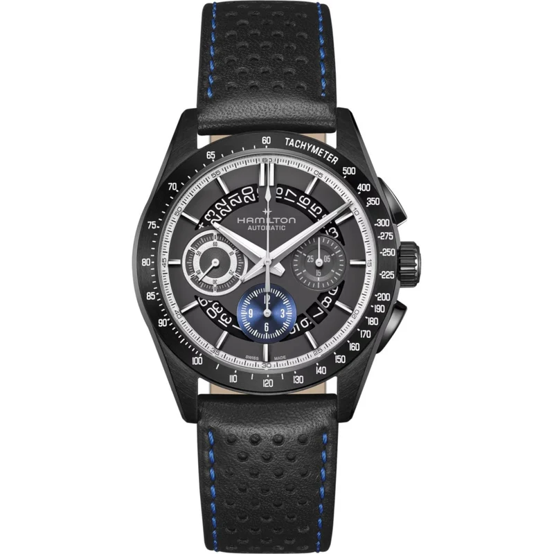 Hamilton Jazzmaster 42mm Chronograph Anthracite Dial Leather Mens Automatic Watch H36646780