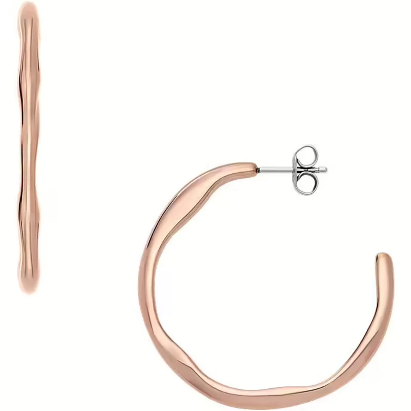 Skagen Moderne Stak Rose Gold-Tone Stainless Steel Hoop Ladies Earrings SKJ1874791