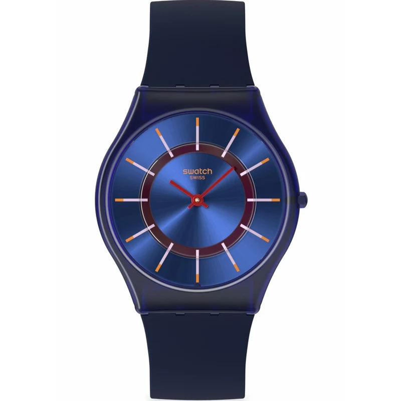 Swatch Very Jazzy Berry Blue Dial Silicone Strap Watch SS08N117