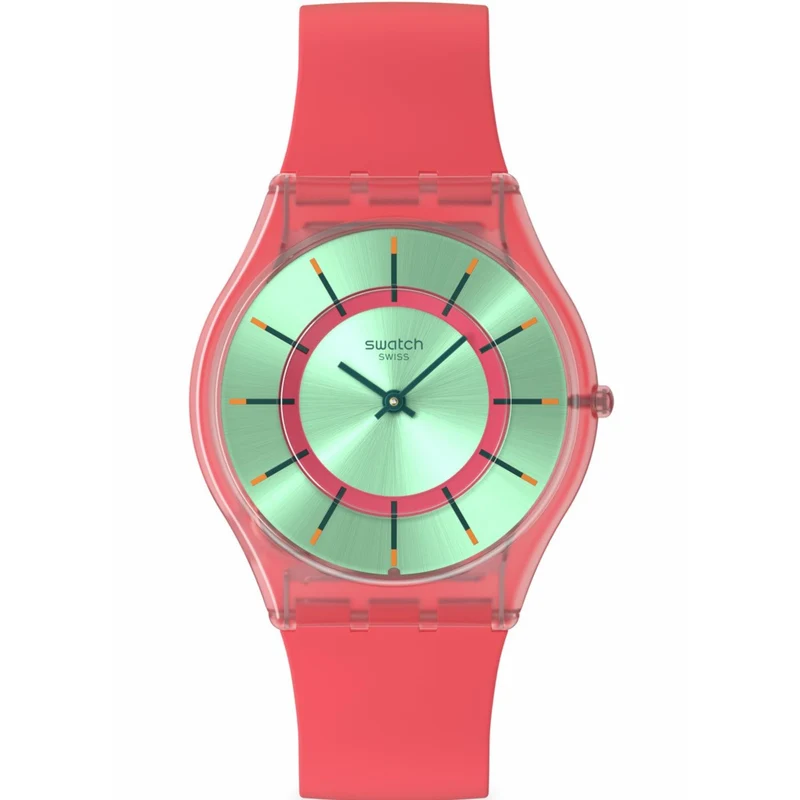 Swatch Minty Mango Dream Green Dial Silicone Strap Watch SS08P111
