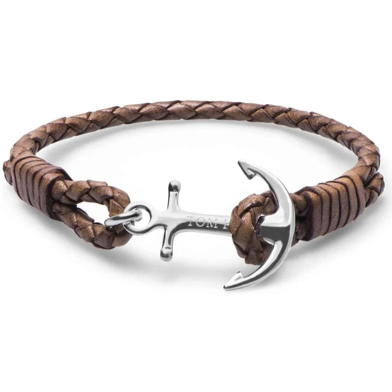 Tom Hope Cognac Brown Men’s Anchor Bracelet TM0221