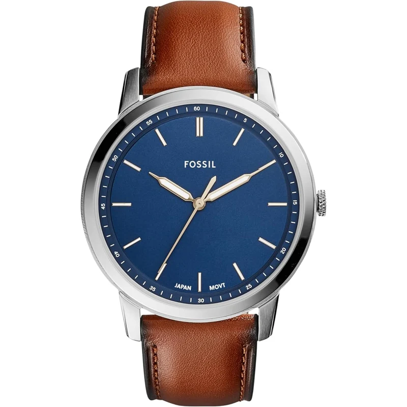 Fossil Minimalist 44mm Leather Blue Dial Leather Mens Quartz Watch FS5304