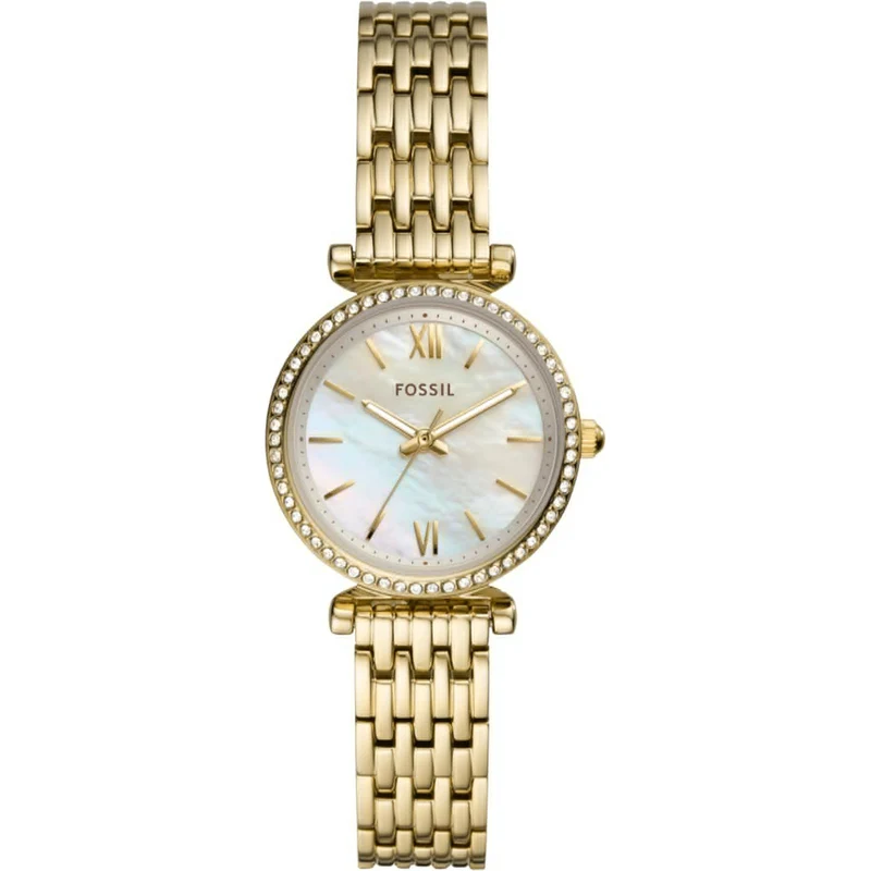 Fossil Carlie 28mm White Mother of Pearl Dial Ladies Quartz Watch ES4735
