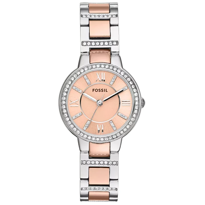 Fossil Virginia 30mm Rose Gold Dial Steel Ladies Quartz Watch ES3405