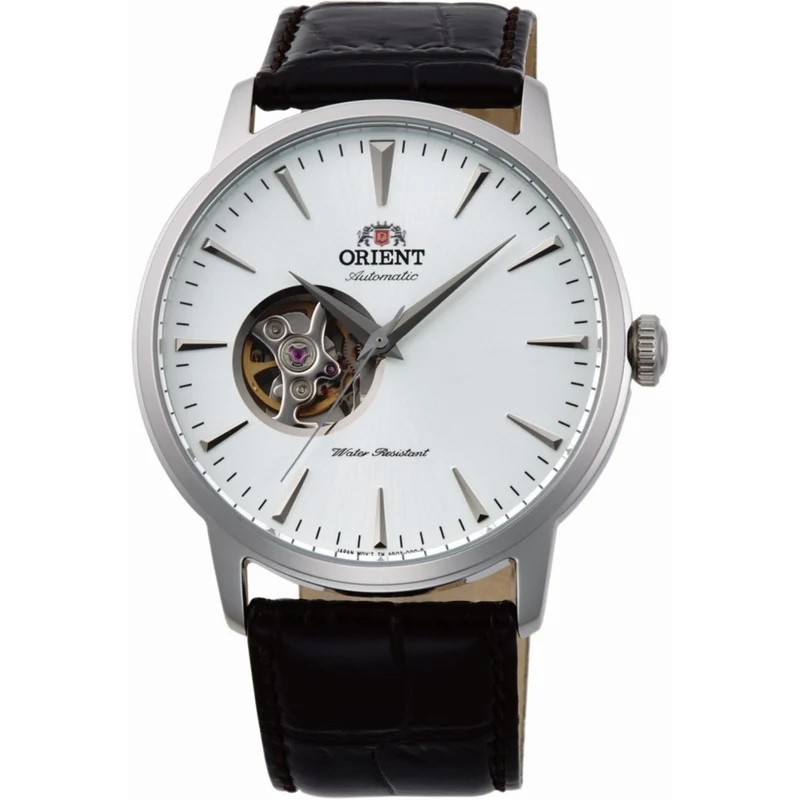 Orient Contemporary 41mm Open Heart White Dial Leather Mens Automatic Watch TAG02005W0